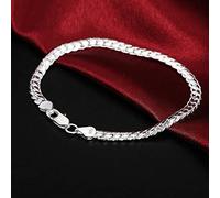 OBCPD 925 sterling silver 5MM flat sideways chain men's Bracelets Wedding Wild Jewelry
