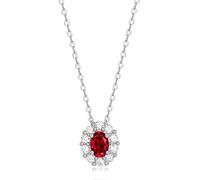 OBCPD 925 Sterling Silver Ruby Pendant Necklace for Women S925 Jewelry Ruby Gem Necklace Birthday Gift