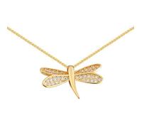 OBCPD 925 Sterling Silver Shiny Dragonfly Zircon Necklace Shape Clavicle Chain Ladies Light Jewelry