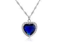 OBCPD Big Heart Sapphire Diamond Pendant 925 Sterling Silver Wedding Pendants Necklace For Women Bridal Jewelry Gift