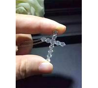 OBCPD Diamond Cross Pendant Real 925 Sterling Silver Wedding Pendants Necklace For Women men Gemstones Jewelry