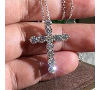 OBCPD Diamond Cross Pendant Real 925 Sterling Silver Wedding Pendants Necklace For Women men moissanite Jewelry