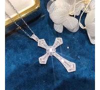 OBCPD Long Diamond cz Cross Pendant 925 Sterling Silver Wedding Pendants Necklace For Women men Gemstones Jewelry Gift