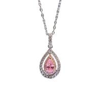 OBCPD Solid Silver 925 Jewelry Pink Sapphire High Carbon Diamond Gemstone Pendant Necklace Women Jewelry Gift