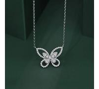 OBCPD White Sapphire Pendant Necklaces 925 Sterling Silver Butterfly Jewelry