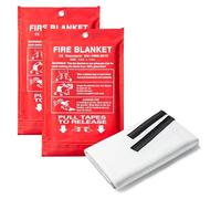 ONE 1m x 1m Fire Blanket with Flame Retardant Handles Quick Release Fiberglass Emergency Safety Fire Blanket for Home Kitchen Caravan Car (Pack of 2)