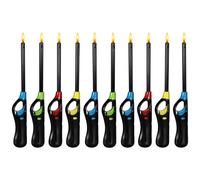 OBD 10 Pack Refillable Gas Lighter Long Reach Utility Lighter Windproof BBQ Lighter Adjustable Flame Safety Lock for Candles, Kitchen Cooker, Fireplace, Camping & Grill (Assorted Colours)