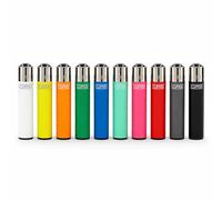 OBD 10 x Refillable Clipper Lighters Windproof Pocket Lighters Multi Colour Disposable Lighters for BBQ Kitchen Candles Camping Everyday Use (Assorted Color)