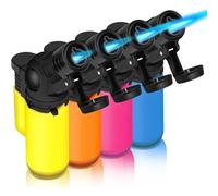 OBD 4 Pack Mini Torch Lighters 45° Flexible Neck Gas Lighter Windproof Kitchen Lighter Refillable BBQ Lighters for Candle Grill Cooking & Creme Brulee (Gas Included)