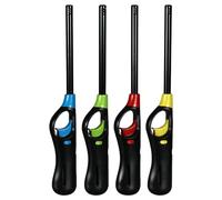 OBD 4 x Candle Lighter Refillable Gas Long Reach Fire Lighters Windproof Adjustable Flame Safety Lighters for Kitchen BBQ Fireplace Cookers and Outdoor Use (Assorted Colours)