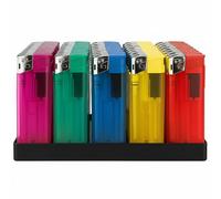 OBD 50 x Multipack Electronic Lighters Windproof Adjustable Flame Lighter Refillable With Child Safe Lighters for Candle Home Kitchen BBQ Lighter for Outdoor Use (Assorted Colour)