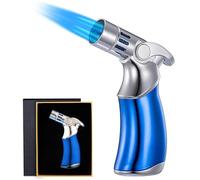 OBD Blow Torch Lighter with Safety Lock & Adjustable Flame Kitchen Blow Torch for Cooking Creme Brulee Desserts BBQ Camping & Searing (Blue)