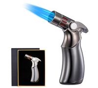 OBD Blow Torch Lighter with Safety Lock & Adjustable Flame Kitchen Blow Torch for Cooking Creme Brulee Desserts BBQ Camping & Searing (Black)