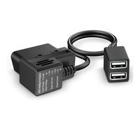 OBD Constant Power Cable for Dash Camera,Compatible with Garmin Dash Cam,OBDII Adapter Cable with dual USB Interfaces,24 Hours Surveillance/Acc Mode with Low Voltage Protection 11.6-36V to 5V 3A