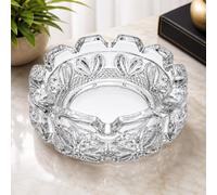 OBD Crystal Glass Ashtray Luxury Decorative Floral Pattern Cigarette Holder Heavy Glass Ashtray for Home Office Living Room Table Decor Cigar Smoking Accessory Gift