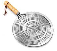 OBD Heat Diffuser Plate Stainless Steel Simmer Ring with Wooden Handle Flame Tamer for Gas Electric & Induction Hobs Even Heat Distributor for Milk Coffee Sauces Chocolate Small Pans