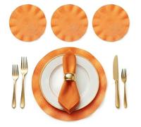 OBD Table Placemats Set of 4 Woven Table Mats Heat Resistant Non Slip Washable Round Dining Table Placemats Scalloped Edge Kitchen Table Mats for Home Decor (Orange, 19cm)