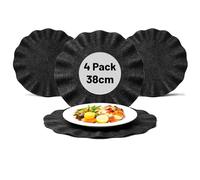 OBD Table Placemats Set of 4 Woven Table Mats Heat Resistant Non Slip Washable Round Dining Table Placemats Scalloped Edge Kitchen Table Mats for Home Decor (Black, 38cm)
