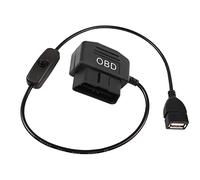 OBD to USB Power Cable Adapter 16Pin OBD2 Male to 5V 2A USB Female Connector 12V 24V 36V to 5V 2A with Switch Button for Dash Camera Phone Car GPS DVR-0.5M