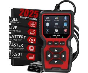 OBD2 Scanner with Battery Tester, Car Diagnostic Tool Universal with Smog Emission Test/O2 Sensor Test/EVAP, Check Engine Fault Code Reader for All OBD Vehicles since 2000, Free Lifetime Update
