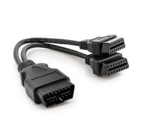 OBD2 Y Cable 20 cm Extension | 16 Pin OBD II Adapter for Diagnostic Devices | Flexible OBD Extension to Protect the Vehicle Socket | Robust Connection Cable for Car, Truck, SUV and Workshop
