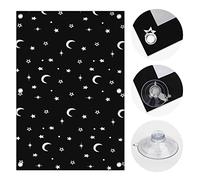 OBdeco 100% Blackout Thermal Roller Blind - Sun Protection - For Velux Skylight Window - Heat Protection - No Drilling - With Suction Cups - Moon and Stars Pattern - 60 x 78 cm - For MK04