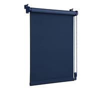 OBdeco Blackout Thermal Roller Blind, 60 x 210 cm (Fabric Width 56 cm), Dark Blue, No Drilling with Same Colour Coating, Oeko-TEX Standard 100, Privacy Screen, Sun Protection for Windows & Doors