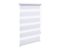 OBdeco Double Roller Blind, Duo Roller Blind, Clamp-Fix, No Drilling Required, for Windows, Translucent and Black-Out, 90 x 130 cm. Fabric Width: approx. 86 cm, White