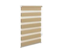 OBdeco Double Roller Blind, Duo Roller Blind with Clamp Fix, No Drilling Required for Windows, Translucent and Blackout, 80 x 220 cm, Fabric Width: Approx. 76 cm, Sand