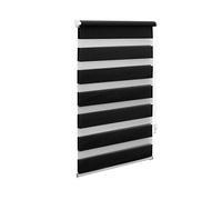 OBdeco Double Roller Blind Duo Roller Blind with Klemmfix No Drilling for Windows Translucent and Blackout (45 x 130 cm (Fabric Width: Approx. 41 cm), Black