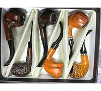 OBDL 6 Pieces Set Smoking Pipe Vintage Durable Tobacco Cigarette Classic Style Wood Resin Wooden Look Best Gift Universal (6 Pcs Pipes With Box)