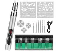 OBDResource Electric Engraving Pen Tool Kit, Cordless USB Rechargeable Engraver Tool Rotary Engraving Etching Drill Kit Mini DIY Crafting Tools for Wood Glass Metal Stone Plastic Jewelry and Nails
