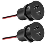 Obeaming 12V Aluminum USB Outlet 100W PD3.1 Type-C & 18W QC3.0 USB-C Laptop Charger Socket Dual Port Fast Charging Recessed Mount Car Charger Replacement for RV Camper Trailer Truck Boat Car (2 Pcs)