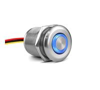 Obeaming 12V Dimmer Campervan Boat Light High-side PWM Dimming Switch, 22mm Mounting Hole with Blue Backlight for LED Strip Light 12V LED Halogen Incandescent, All-aluminum Shell, Rated 6A Silver