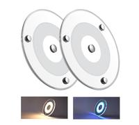 Obeaming 2 x 12V LED Panel Ceiling Light Campervan 120mm 4.5W Dimmable 24V 400LM 3000K Touch Switch for Boat Caravan Van Marine Galley Interior Lighting Surface Mount Fixture Warm White
