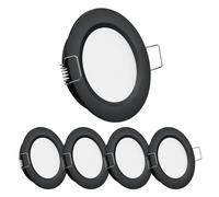 Obeaming 4 x 12V LED Downlights Campervan Recessed Lights 2.5W Dimmable Spot Lights Hole 58-63mm 3000K 215LM Black for Motorhome Boat Van Caravan Kitchen Cabinet