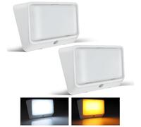 Obeaming Campervan Porch Light with Switch 2CCT White Amber Switchable 12V Exterior Utility LED Replacement Light for RV Camper Motorhome Caravan and Truck, 410 Lumen & Red Nightlight (2 Pack)