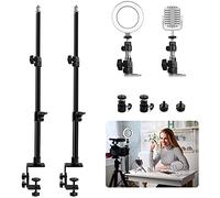 Obeamiu 2 Pack C Clamp Desk Mount Light Stand, 21-45 Inch Adjustable Tabletop Bracket Stand for DSLR Camera, Ring Light, Video Monitor, Microphone Webcam