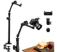 Obeamiu Camera Desk Mount Stand, 11 Inch Magic Arm with 1/4" Screw Thread, 15.5-25.5 Inch Tabletop Clamp Mount Stand for DSLR Camera Rig//Ring Light/Self Broadcasting/Live Streaming/Online Working