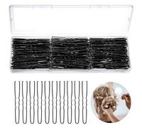 obeboy U Shaped Hair Pins, 300 PCS Black Bobby Pins with Box Hair Pins for Women Girls Hair Buns Updos French Twists, for Thick/Thin Hair 2.4 Inch