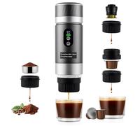 obecilc Travel Portable Coffee Maker 3 In 1 Espresso Machine Compatible with Small/Large Capsules Coffee Electric Rechargeable Caffè Americano Maker(Silver)