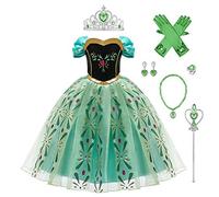 OBEEII Anna Costume Princess Elsa Snow Queen Dress Fancy Dress Up for Girls Cosplay Christmas Carnival Birthday Party Easter Children's Day Gift