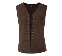 OBEEII Men Women Medieval Vest Pirate Costume Victorian Steampunk Waistcoat Lace-up Viking Vest Renaissance Gothic Sleeveless Halloween Cosplay Waistcoat Brown L