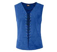 OBEEII Men Women Medieval Vest Pirate Costume Victorian Steampunk Waistcoat Lace-up Viking Vest Renaissance Gothic Sleeveless Halloween Cosplay Waistcoat Blue S