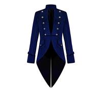 OBEEII Men's Tailcoat Steampunk Gothic Jacket Vintage Victorian Cosplay Carnival Costume Tuxedo Coat Uniform Medieval Victorian Renaissance Pirate Viking Costume Blue L