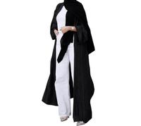 OBEEII Muslim Abaya for Women Open Front Kaftan Dress Cardigan Loose Casual Full Length Dubai Middle East Arab Islamic Cardigan Black 2XL