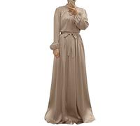 OBEEII Muslim Clothes for Women, Women Islamic Abaya Cardigan with Hijabs Kaftan Dubai Robe for Prayer Outside Champagne X-Large