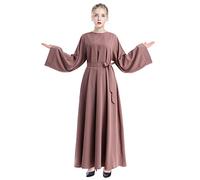 OBEEII Prayer Clothes for Muslim Women, Muslim Dress for Women Abaya Long Sleeve Maxi Dress Loose Full Cover Islamic Dubai Robe with Prayer Beads Purple02 X-Large