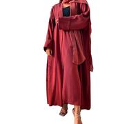 OBEEII Women Muslim Abaya Set Long Sleeve Open Front Cardigan + Pants 2-Pieces Ramadan Outfit Arabic Middle East Dubai Turkey Islamic Outfit Brick red XXL