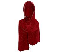 OBEEII Women's Elegant Modest Muslim Islamic Ramadan Soft Lightweight Chiffon Hijab Long Scarf Red One Size